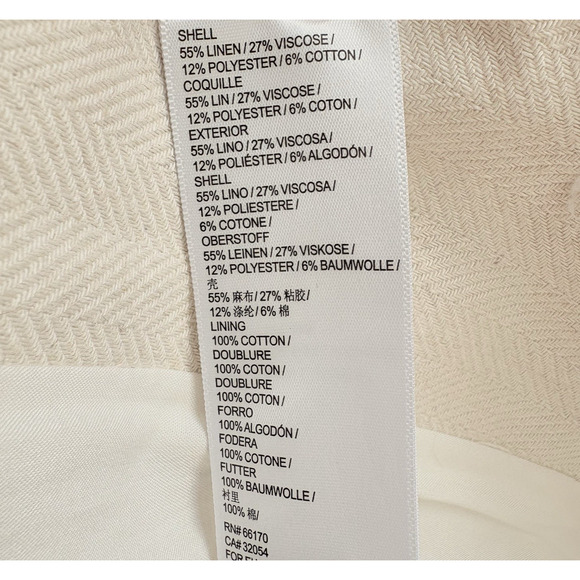 URBAN OUTFITTERS Size S Cream Linen Herringbone Blazer Jacket Neutral Minimalist - Picture 11 of 15